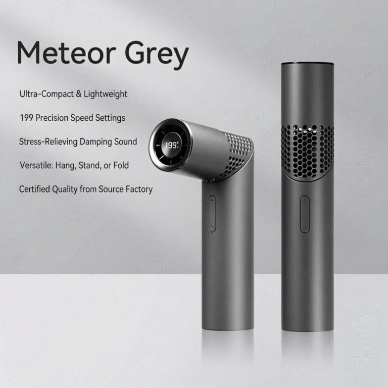 KLIHK mini lipstick handheld fan in Meteor Grey