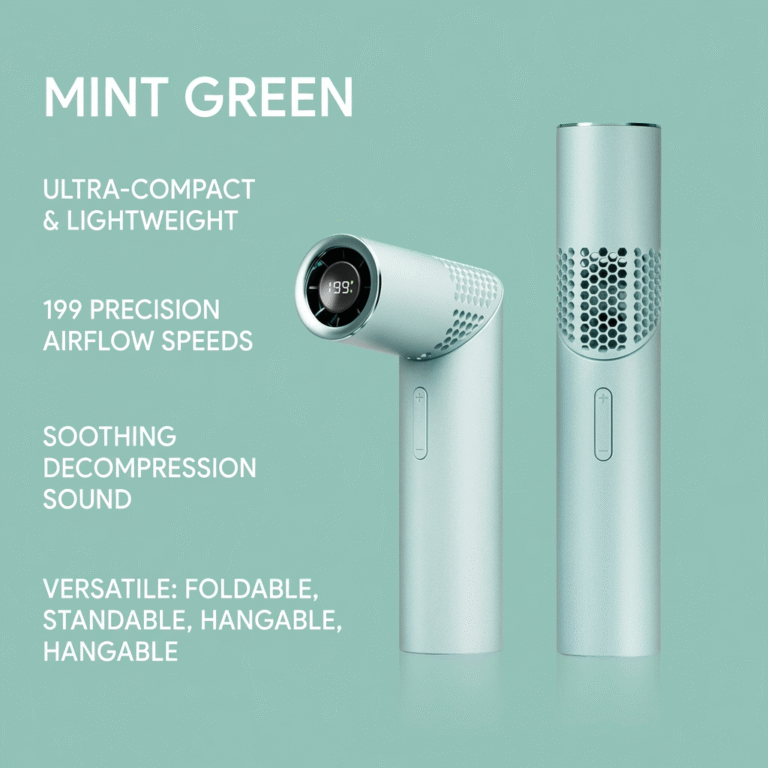 KLIHK mini lipstick handheld fan in mint green